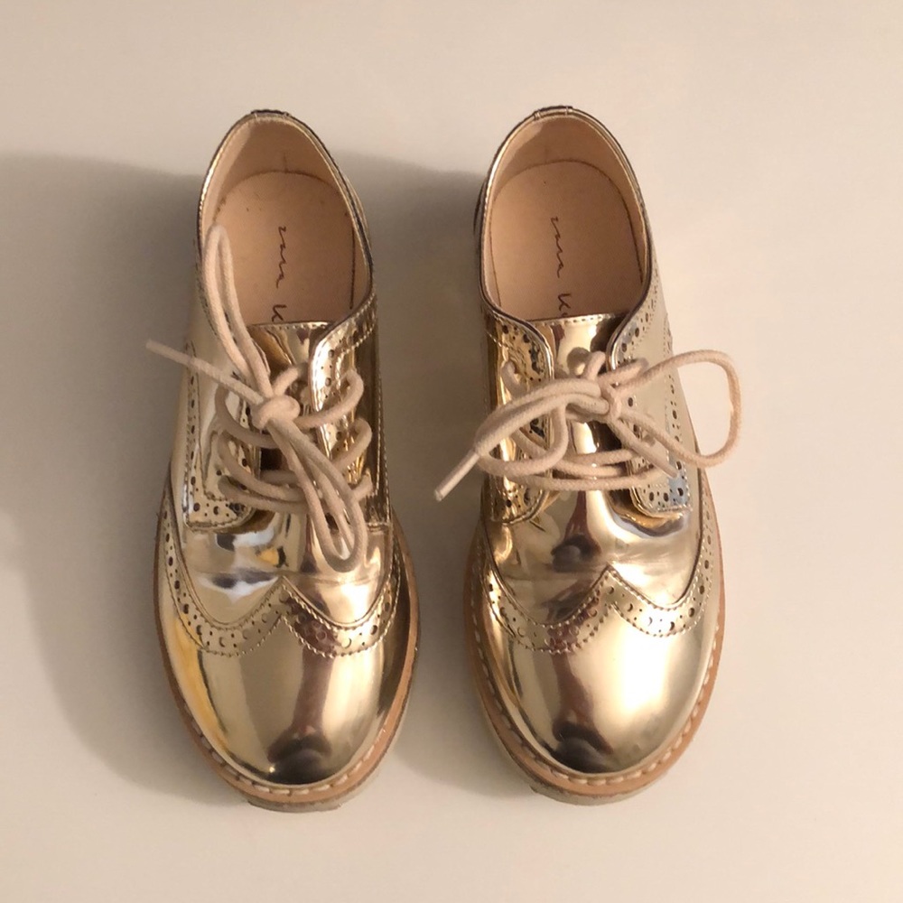 Zara girls gold oxfords